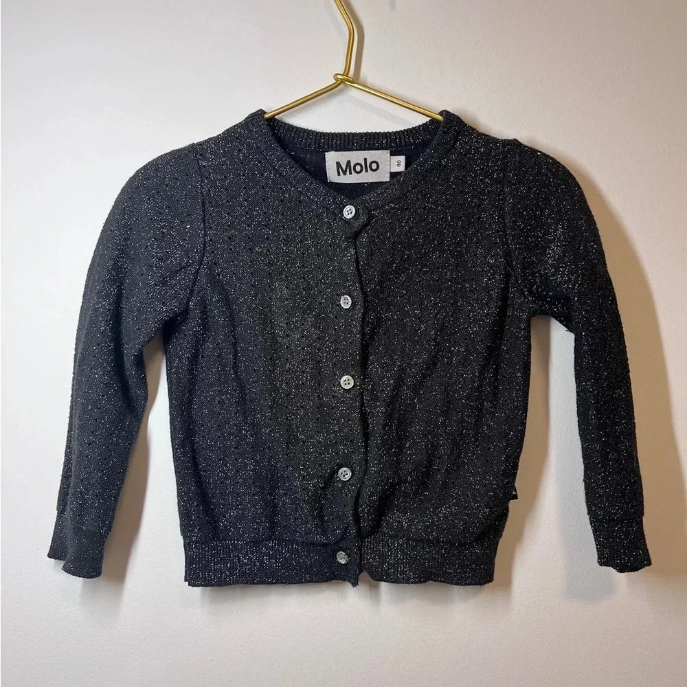 Molo Kids Black Glitter Cardigan Sweater - Picture 4 of 9